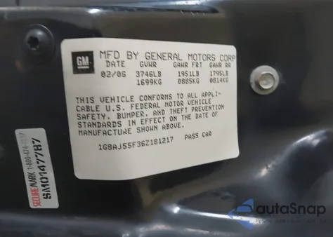 2006 Saturn Ion 2 from USA, damaged, VIN 1G8AJ55F36Z181217